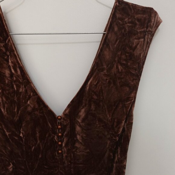 NWT UO Silence + Noise Corina Velvet Short Sleeve Mini Dress Chocolate Sz Small - Picture 7 of 13